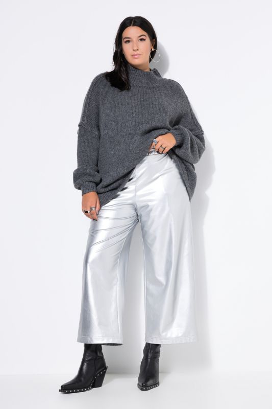 Jupe-culotte en simili argenté, coupe Wide Legs