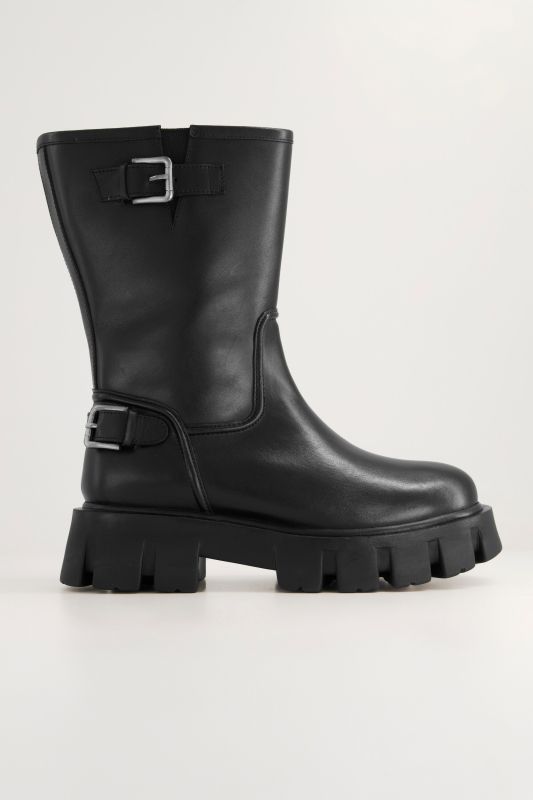 Bottines en cuir véritable, avec bride décorative - largeur H