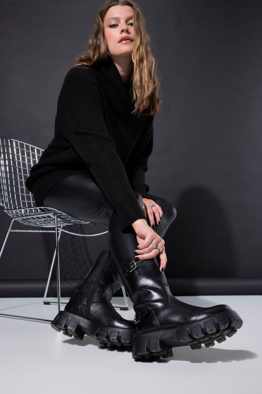 Bottines en cuir véritable, avec bride décorative - largeur H