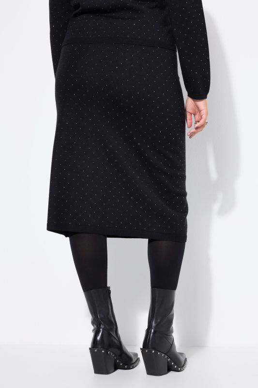 Jupe midi coupe Slim Shape, rivets brillants et taille élastique