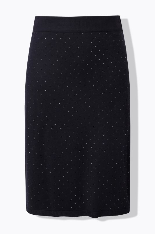 Jupe midi coupe Slim Shape, rivets brillants et taille élastique