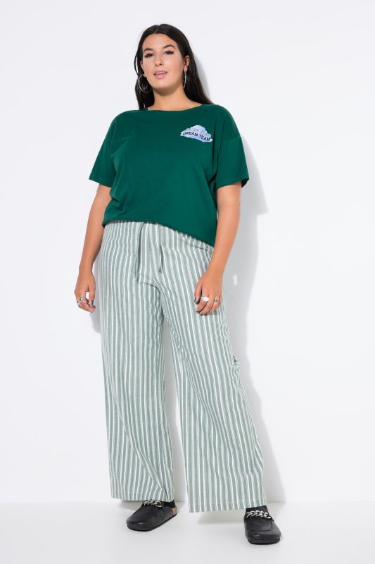 Pantalon de pyjama à rayures, jambe droite et large