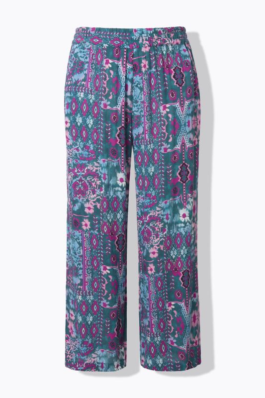 Pantalon coupe Wide Legs, tissu crêpe et imprimé à fleurs