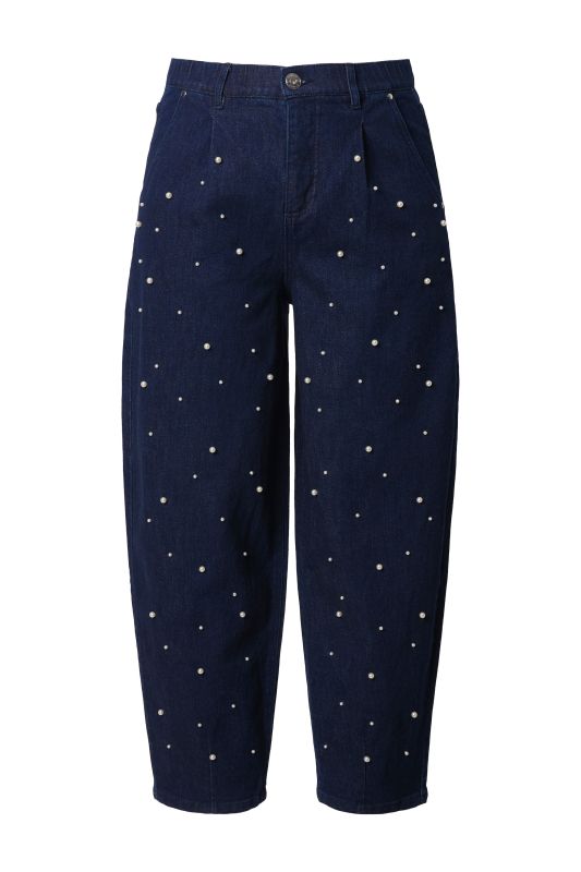 Jean Ballon avec perles fantaisie, coupe Wide Ballon Legs, taille haute