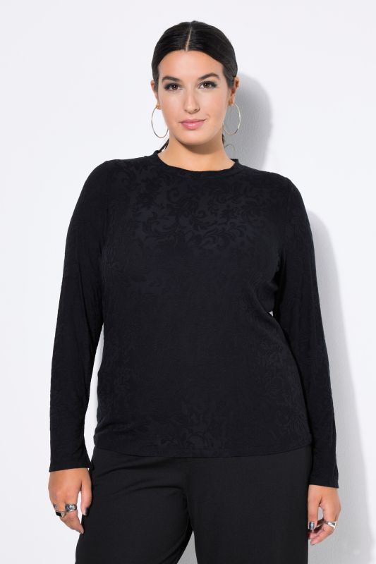 T-shirt à manches longues, coupe Slim Shape et motif jacquard