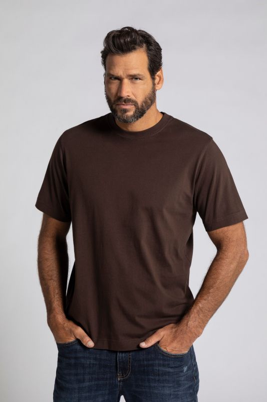 T-shirt Basic en coton peigné, col rond - jusqu'au 8 XL