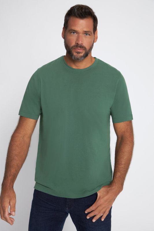 T-shirt Basic en coton peigné, col rond - jusqu'au 8 XL