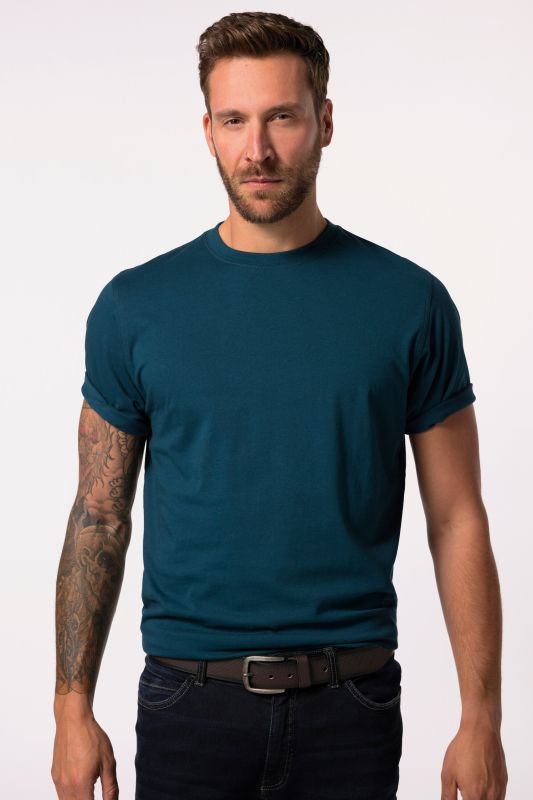 T-shirt Basic en coton peigné, col rond - jusqu'au 8 XL