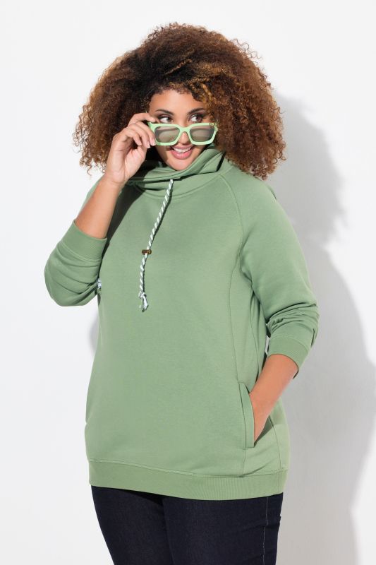 Sweat-shirt à large col montant, poches et manches longues raglan