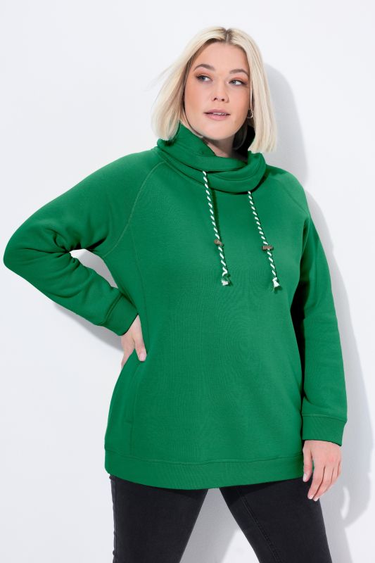 Sweat-shirt à large col montant, poches et manches longues raglan