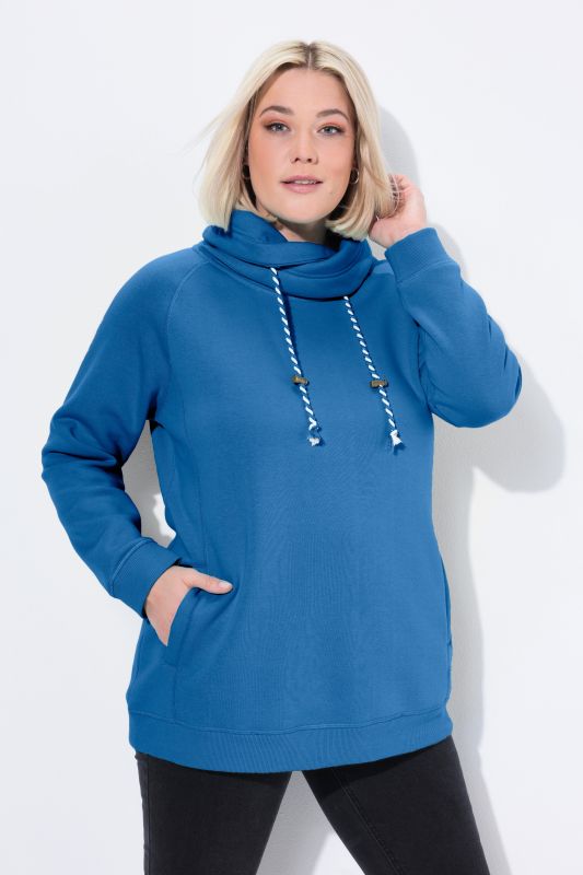 Sweat-shirt à large col montant, poches et manches longues raglan