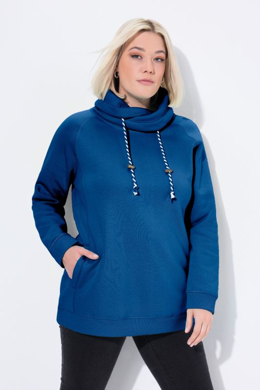Sweat-shirt à large col montant, poches et manches longues raglan