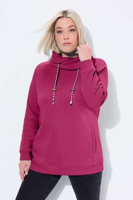 Sweat-shirt à large col montant, poches et manches longues raglan