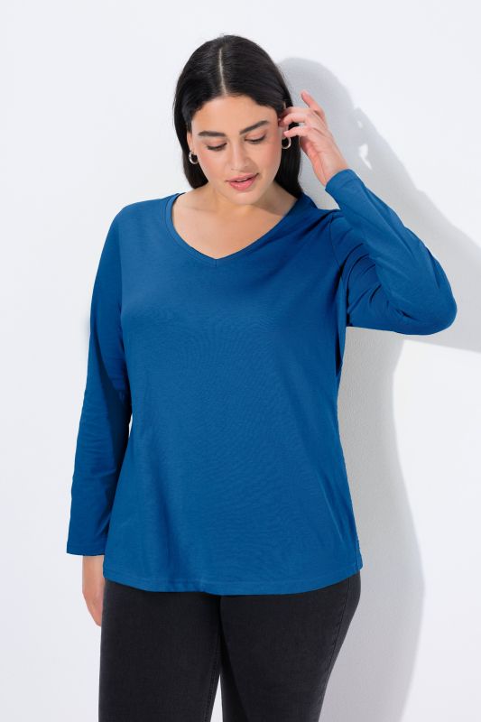 T-shirt Coupe Slim Fit, décolleté en V et manches longues