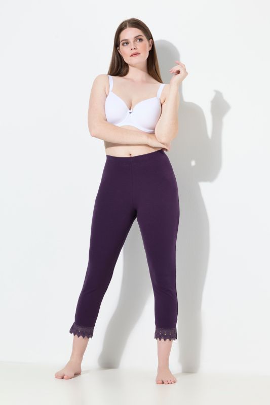 Legging 7/8. Bas de jambe en dentelle. Coton bio