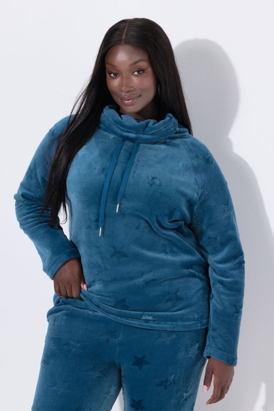 Sweater homewear, étoiles texturées, col droit