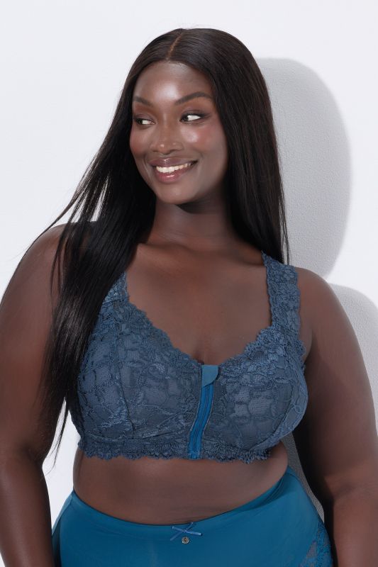 Bralette sans armatures. Fermeture zippée et dentelle