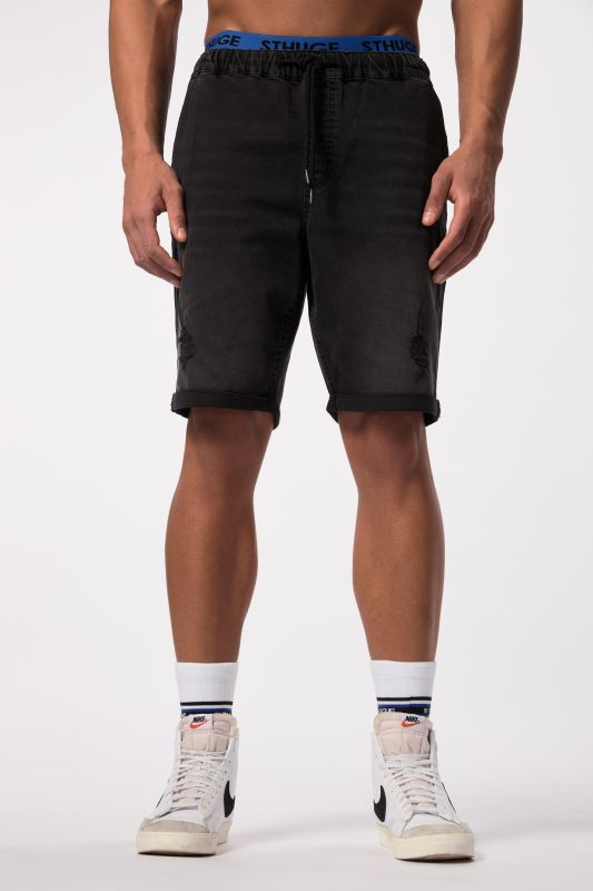 Bermuda en jean STHUGE, technologie FLEXLASTIC®. Denim à look destroy. Jusqu'au 8XL.