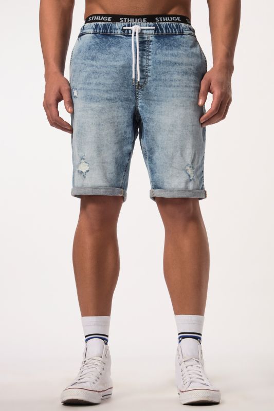 Bermuda en jean STHUGE, technologie FLEXLASTIC®. Denim à look destroy. Jusqu'au 8XL.
