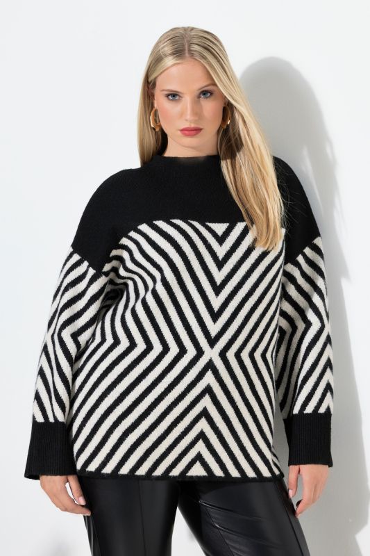 Pull à col montant et manches longues, motif graphique