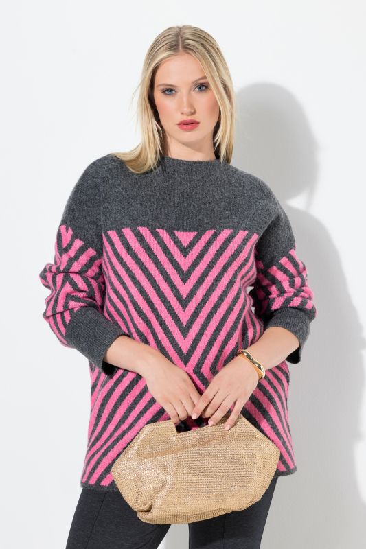 Pull à col montant et manches longues, motif graphique