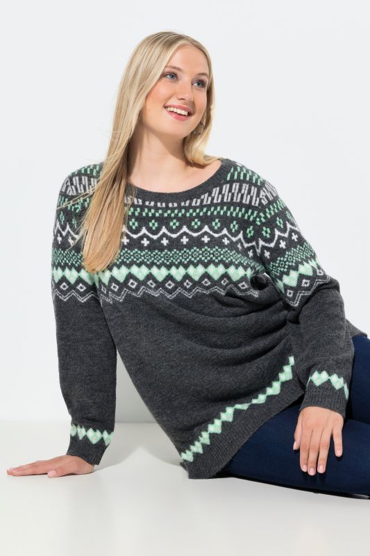 Pull norvégien à col rond et manches longues, maille douce et confortable