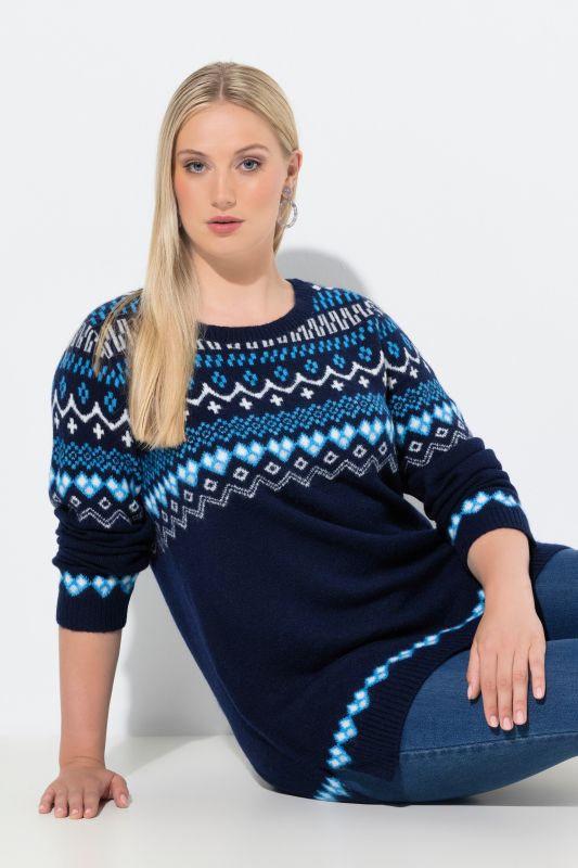 Pull norvégien à col rond et manches longues, maille douce et confortable