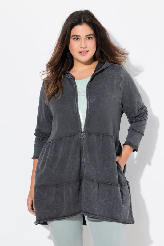 Longue veste à capuche au look vintage, ligne A