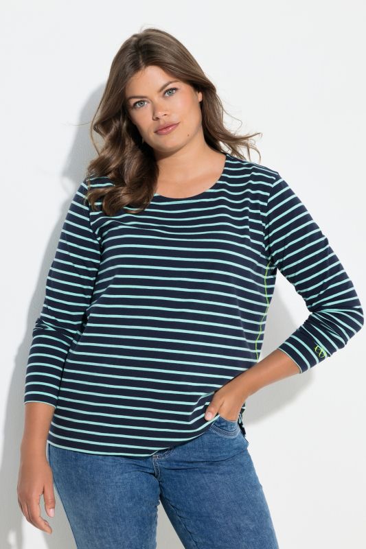 T-shirt rayé, manches longues et décolleté rond