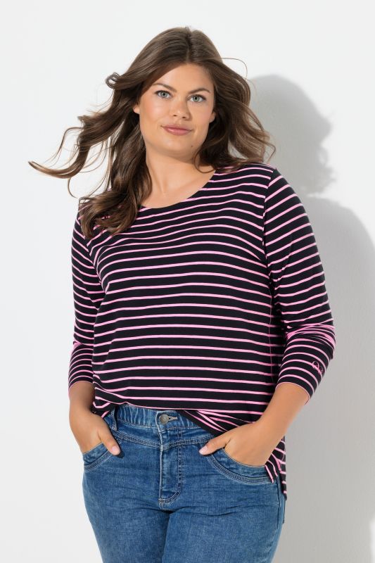 T-shirt rayé, manches longues et décolleté rond