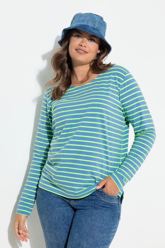 T-shirt rayé, manches longues et décolleté rond