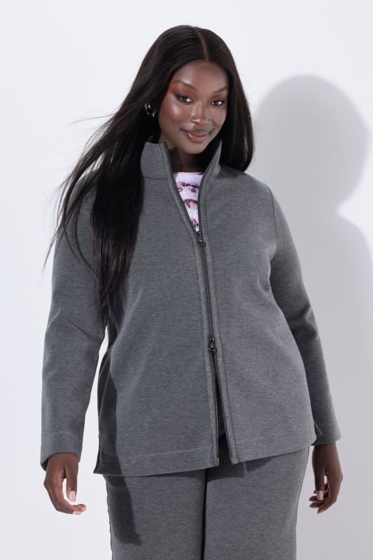 Veste en molleton, col montant et fermeture zippée à double sens, bandes scintillantes