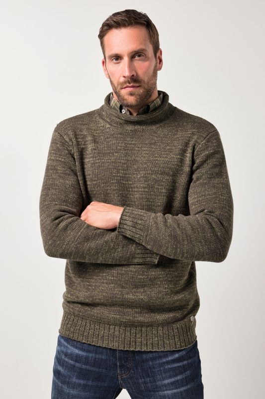 Pull à col montant JP 1880, maille épaisse TwoTone - jusqu'au 7 XL