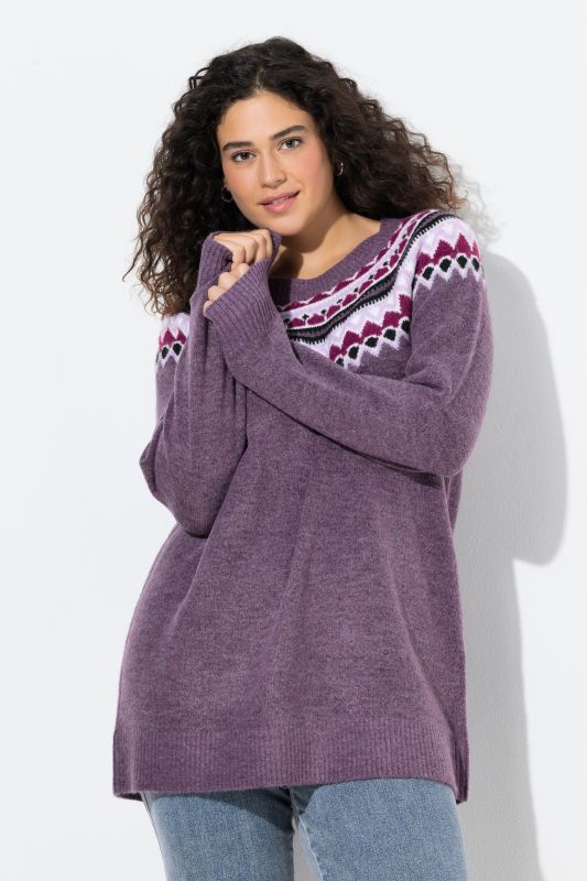 Pull norvégien, col rond et manches longues raglan