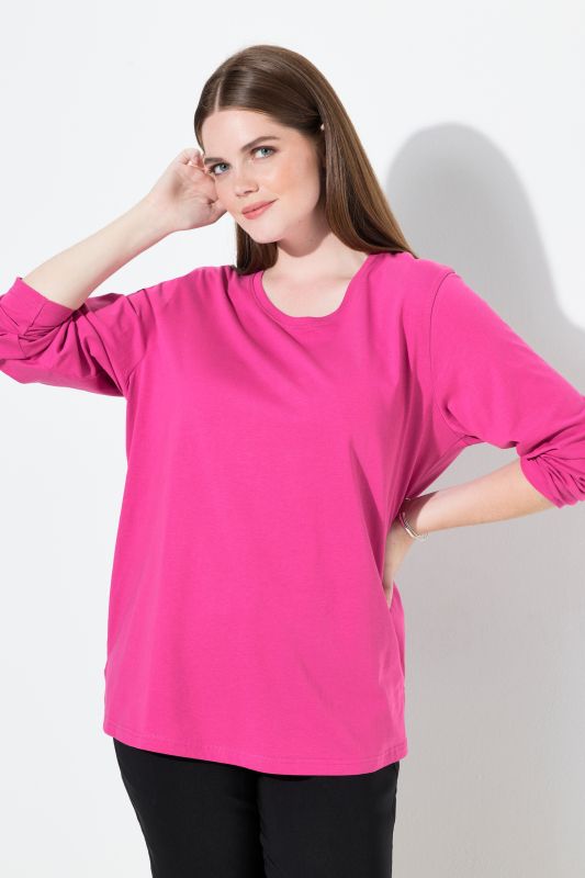 T-shirt décontracté à col rond et manches longues