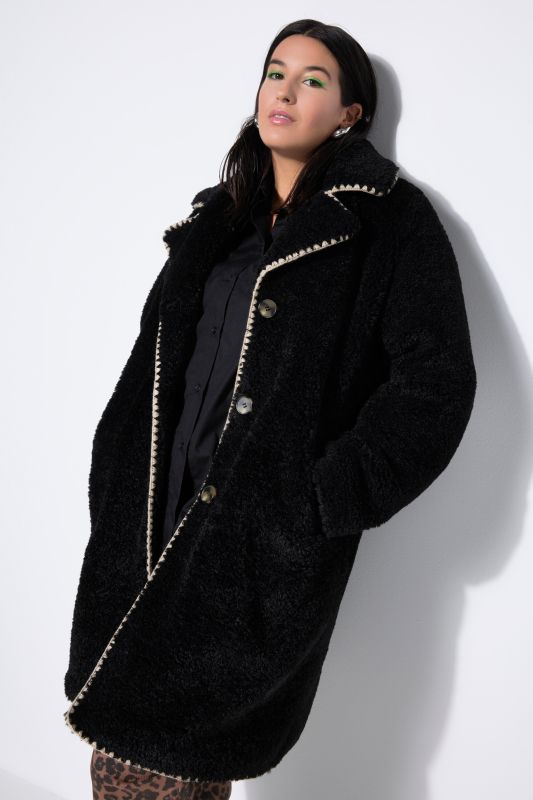 Manteau en polaire bouclée, coutures fantaisie