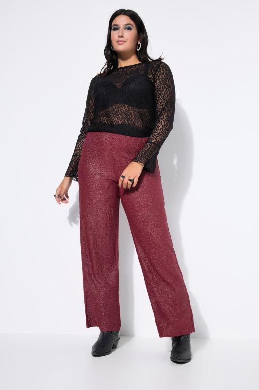 Pantalon coupe Wide Legs, matière texturée et scintillante