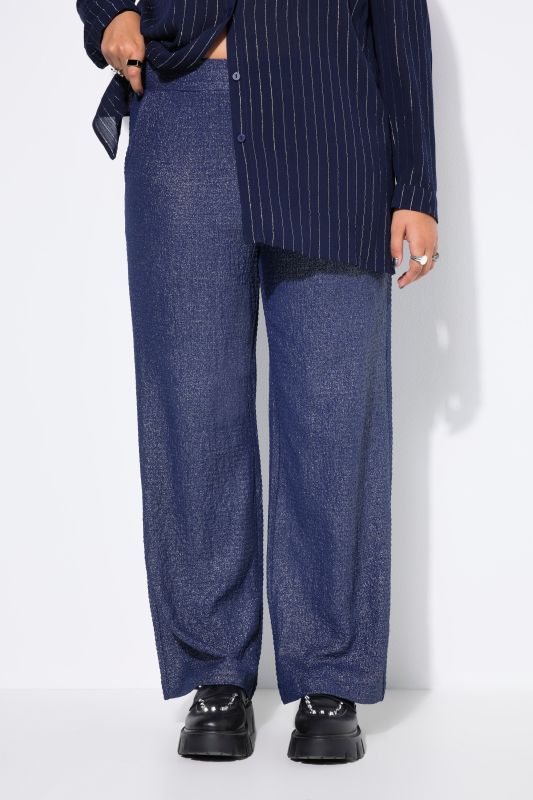 Pantalon coupe Wide Legs, matière texturée et scintillante