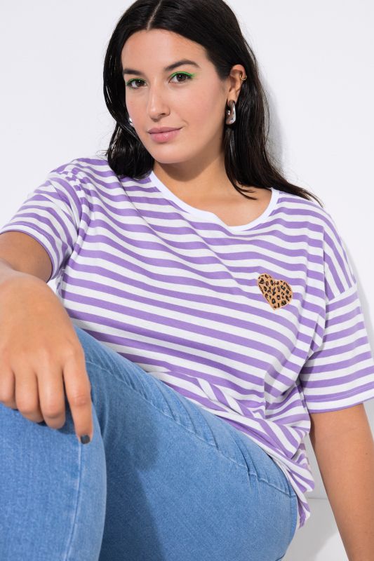 T-shirt en jersey rayé, cœur et coupe oversize