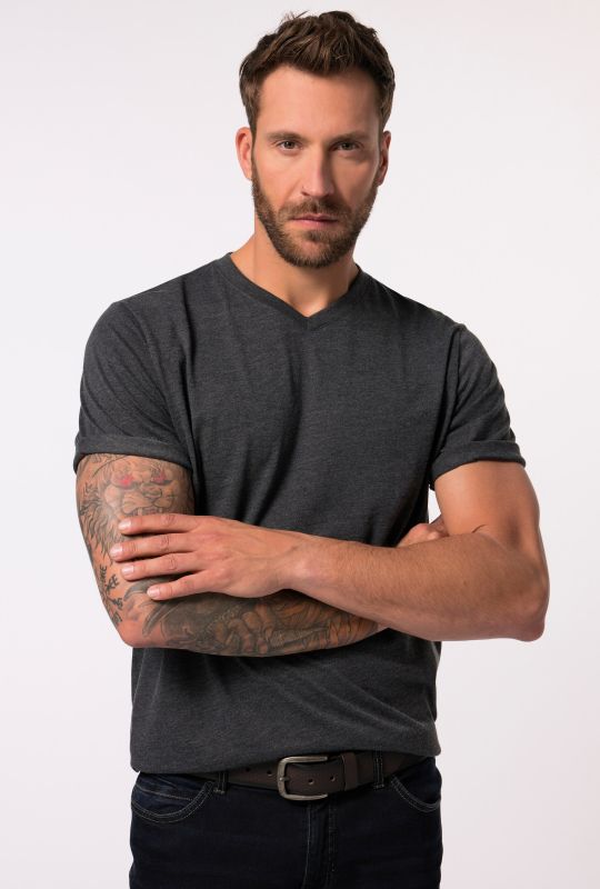 T-shirt JP 1880 Basic, col en V - jusqu'au 8 XL