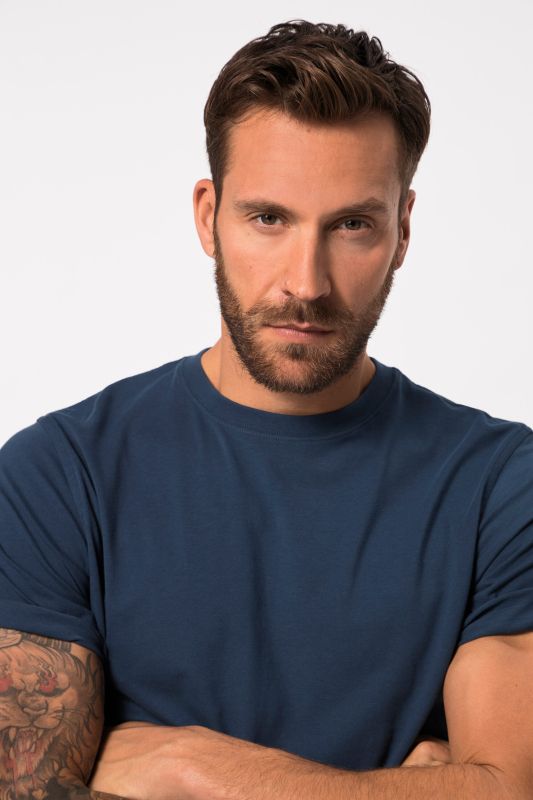 T-shirt Basic en coton peigné, col rond - jusqu'au 8 XL