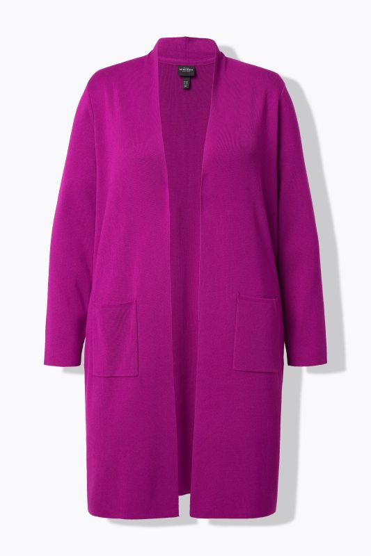 Cardigan coupe ouverte et longue, en maille fine et douce