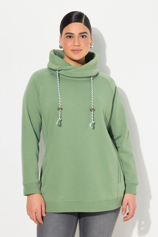Sweat-shirt à large col montant, poches et manches longues raglan