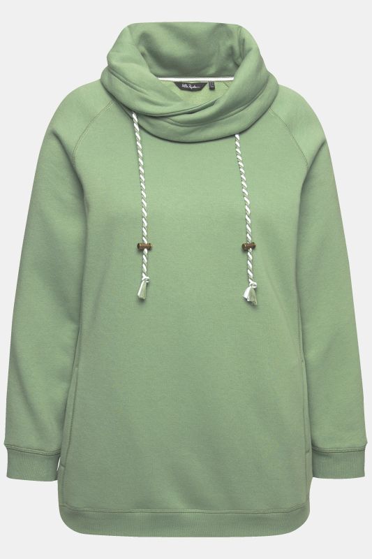 Sweat-shirt à large col montant, poches et manches longues raglan