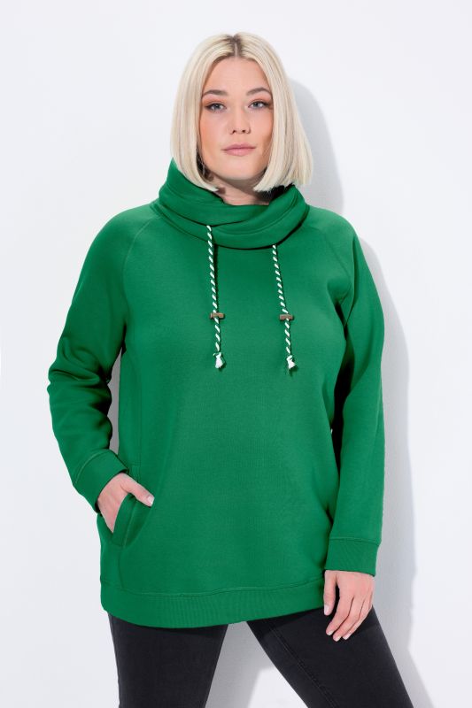 Sweat-shirt à large col montant, poches et manches longues raglan