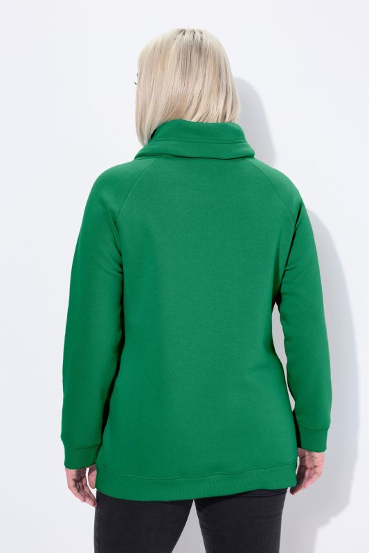 Sweat-shirt à large col montant, poches et manches longues raglan