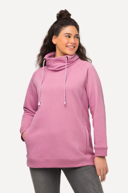 Sweat-shirt à large col montant, poches et manches longues raglan