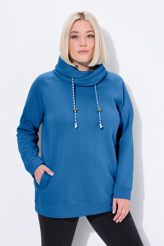 Sweat-shirt à large col montant, poches et manches longues raglan