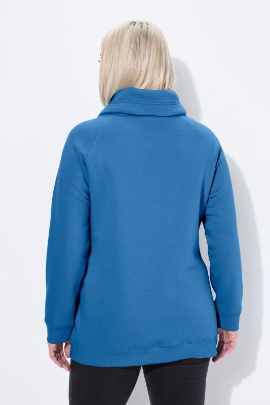 Sweat-shirt à large col montant, poches et manches longues raglan