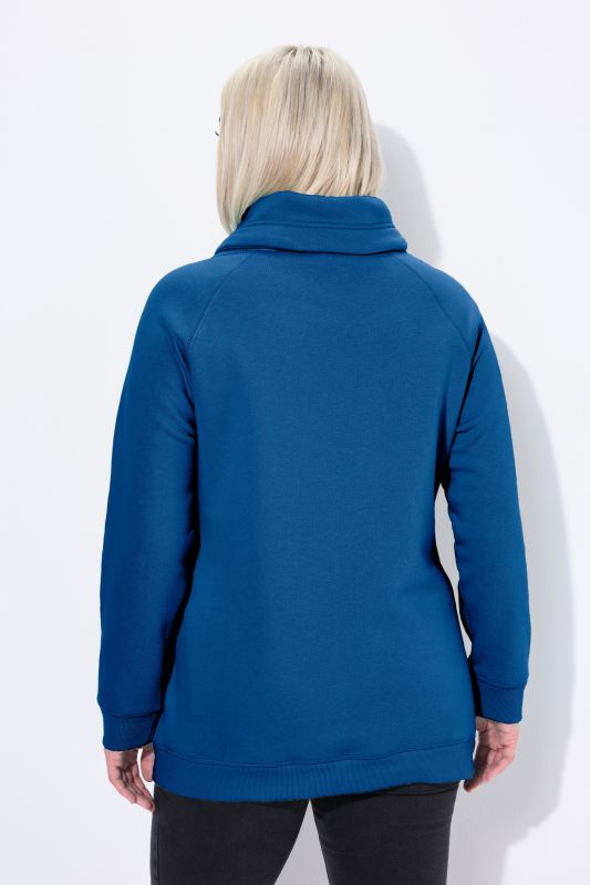 Sweat-shirt à large col montant, poches et manches longues raglan